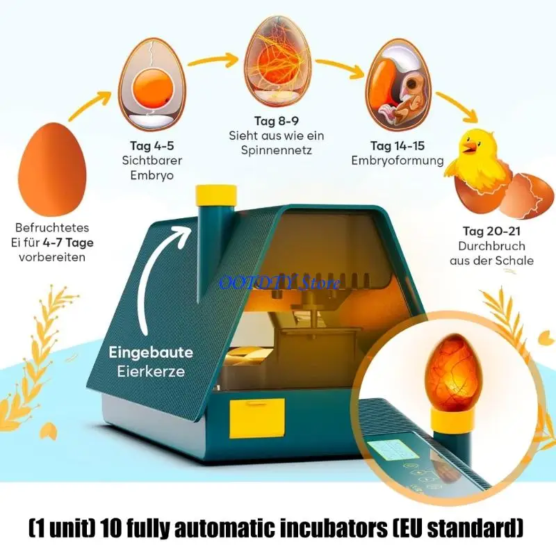367A 10 Eggs Automatic Incubator Intelligent Control System for Hatching Eggs Small Scale Poultry Farming Breeding Essential