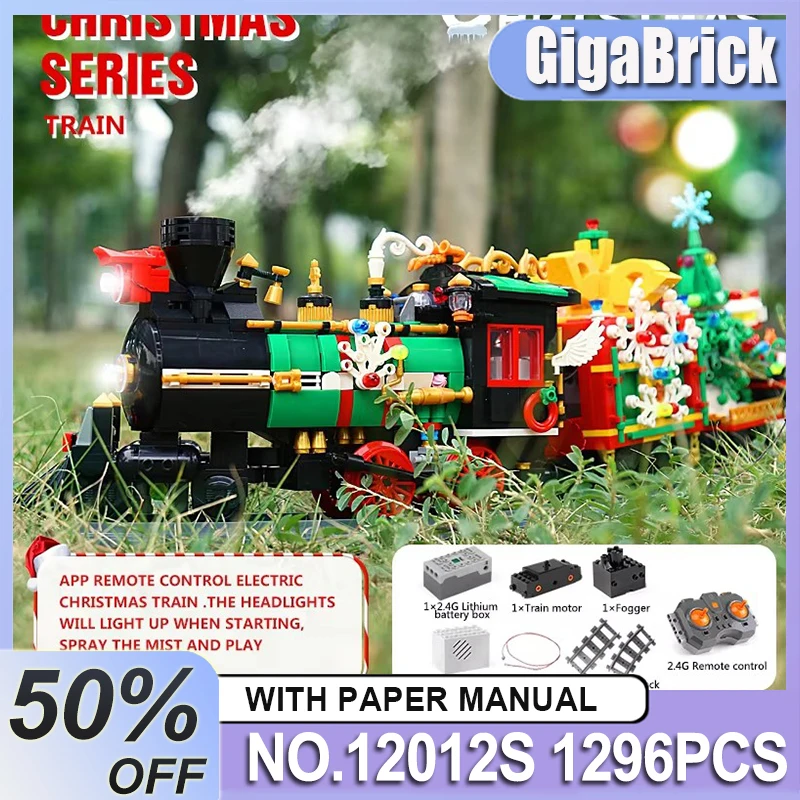 

Mould King 12012S Christmas steam electric Train Model Building Blocks Bricks Puzzle Assembly Children Toy Chrismas Gifts Kids