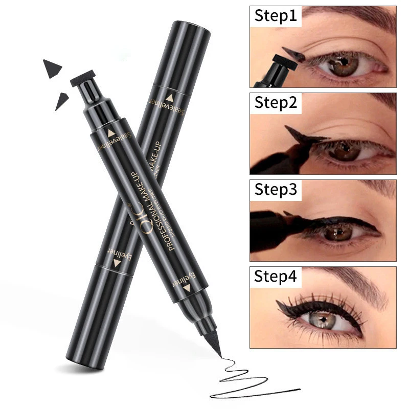 Big Seal Stamp Liquid Eyeliner Pen Waterproof Fast Dry Black Eye Liner Pencil With Eyeliner Cosmetic Double-ended Eyeliner