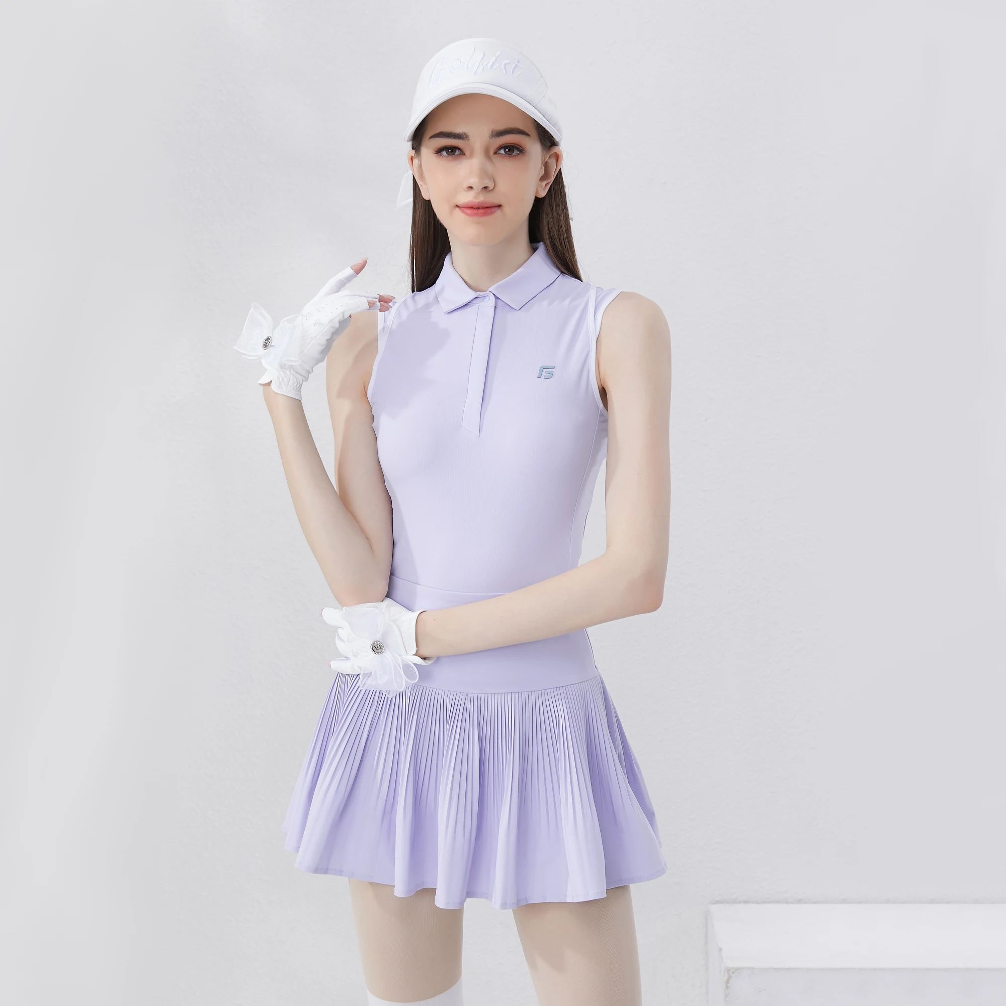 Golfist Summer Golf Womens Polo Sleeveless Shirts Pleated Skirt Quick Dry Ladies Golf Tennis Athletic Tank Tops