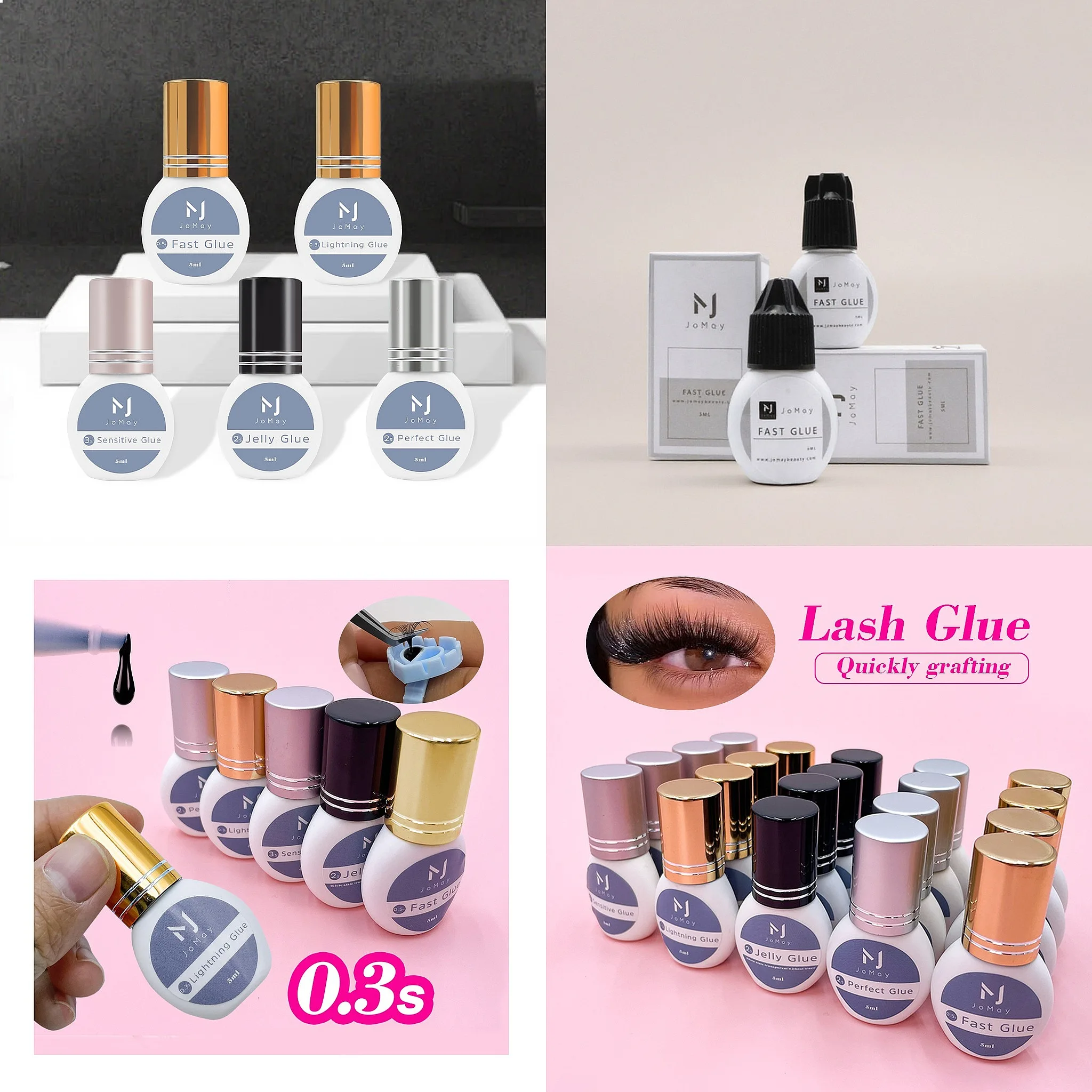 Fast Drying Eyelash Extension Glue Wholesale Liquid Strong Latex Free Lash Glue Black Clear Private Label Lash  Adhesive