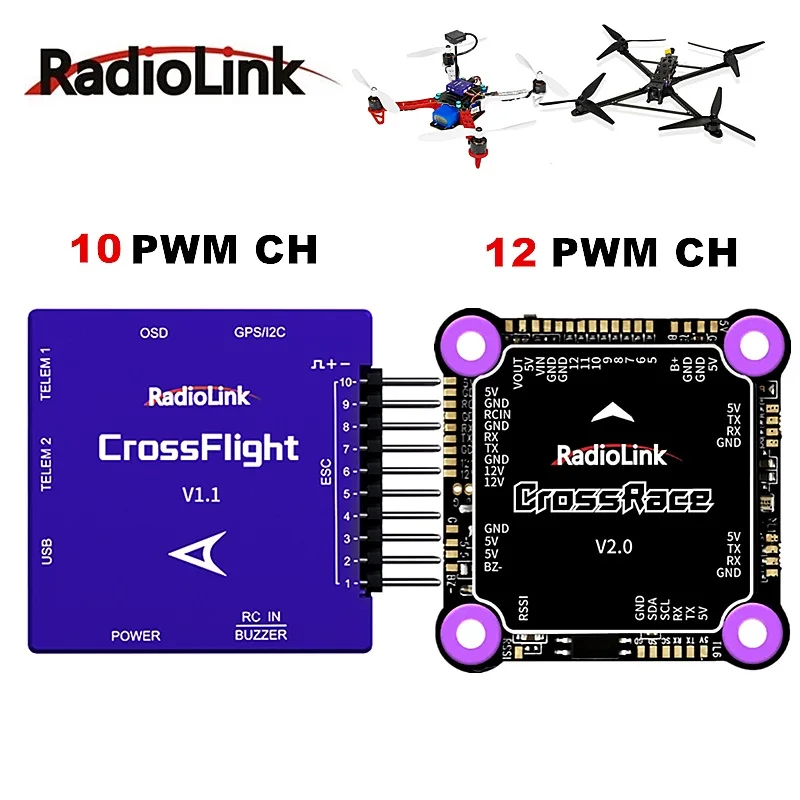 

Radiolink Crossflight/CrossRace Mini Flight Controller With OSD 10/12 PWM Channels Drone RC Heli Aerial Photography Aircraft