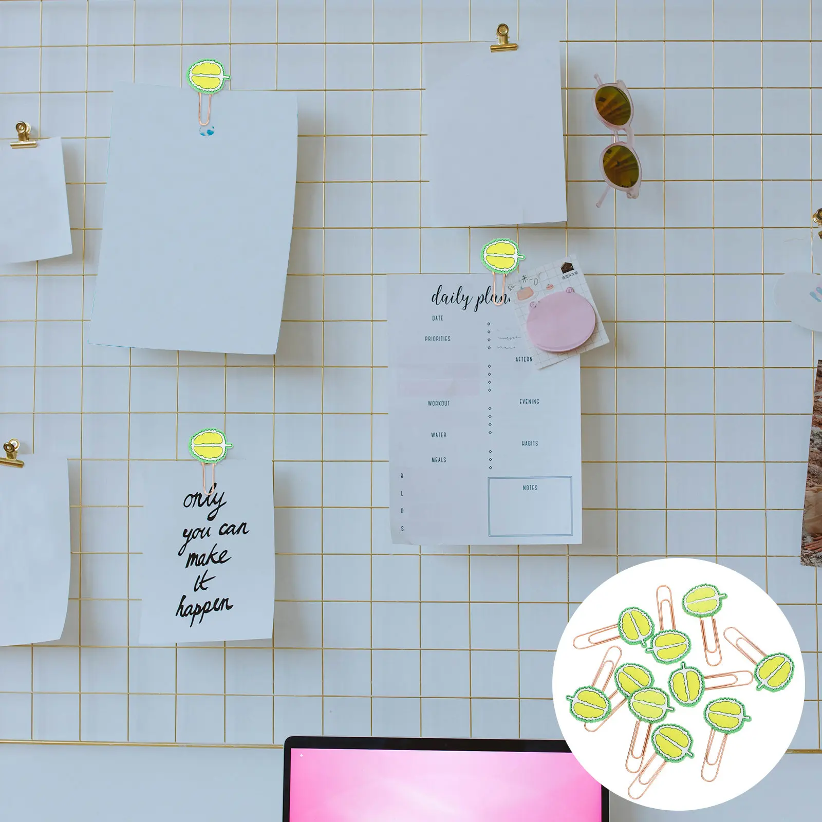 

10 шт. металлических скрепок-закладок в форме фруктов, универсальные декоративные зажимы для бумаг для планировщиков, заметок, документов, канцелярских принадлежностей для учителей