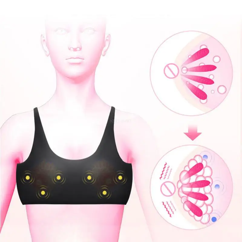USB Rechargeable Breast Massager Vibrating Hot Compress Comfortable And Seamless Washable Bra Breast Beauty Instrument 1Pcs