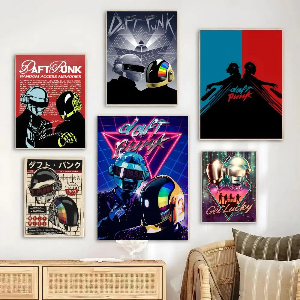 Band Daft Punk Poster Decorative Wall Art Stickers Mural For Home Living Room Hallway Decor Gift
