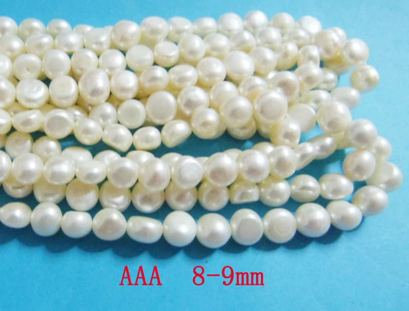 2pcs  AAA 8-9MM white baroque freshwater pearls loose beads 15 