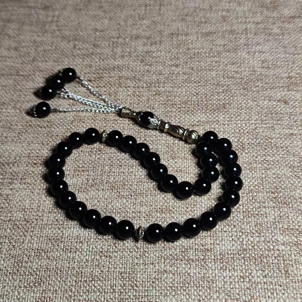 

Natural Stone Grade 3A Black Onyx 8mm Beads 33 Prayer Beads Islamic Muslim Taisbiha Ladies/Men's Bracelet Wholesale