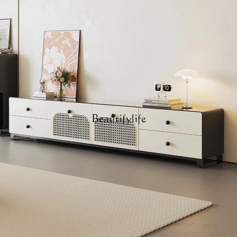 

Italian light luxury TV cabinet living room home modern simple solid wood TV combination cabinet