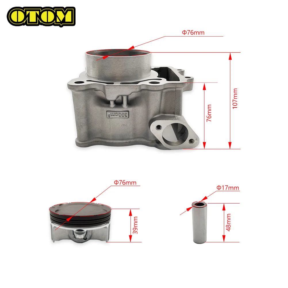 

For LONCIN Motorcycle 76mm Cylinder Block Piston Ring Pin Gasket YBS300 4-stroke Water-Cooled Engine Accessories Motocross Bikes
