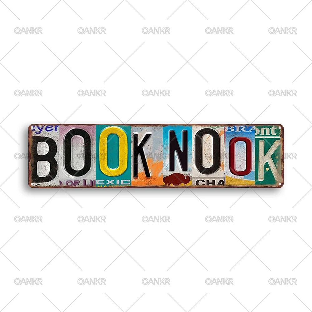 License Plate Style Poster Metal Tin Sign Funny Quote Wall Decor Plaque for Home Camper Book Nook Basketball Room Street Sign
