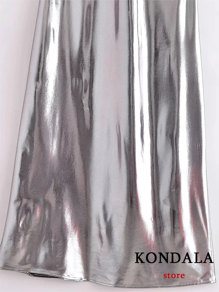 KONDALA Sexy Silver Party Women Dress senza maniche Halter Cami Metal Dress New Fashion 2023 autunno Evening Night Club Dress