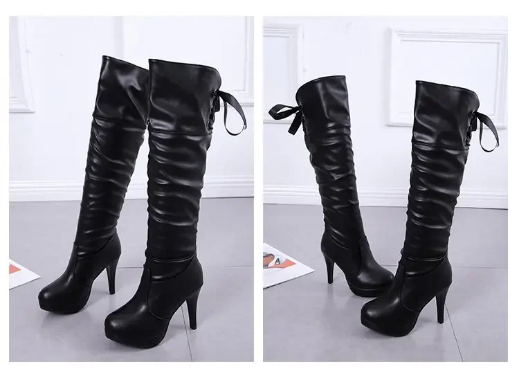 Damenstiefel Luxus-Ritterstiefel für Damen Modische Sexy Weiche Lederschuhe Elegante Bequeme Kniehohe Stiefel – Detail 10