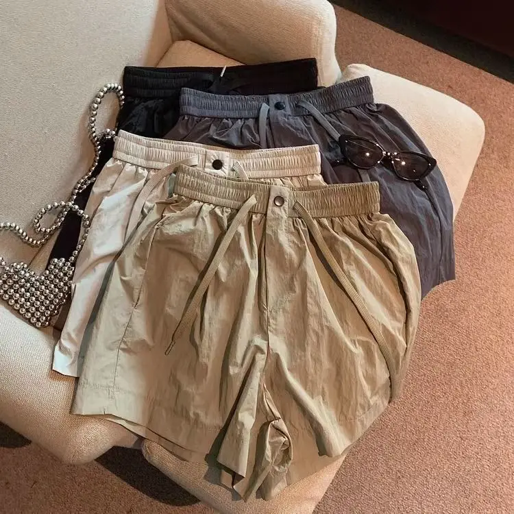 Thin Quick Drying Shorts Women's Summer Loose Casual Wide Leg Pants Elastic Waist Ultra Short Shorts Plus Size Women's Clothing image 3