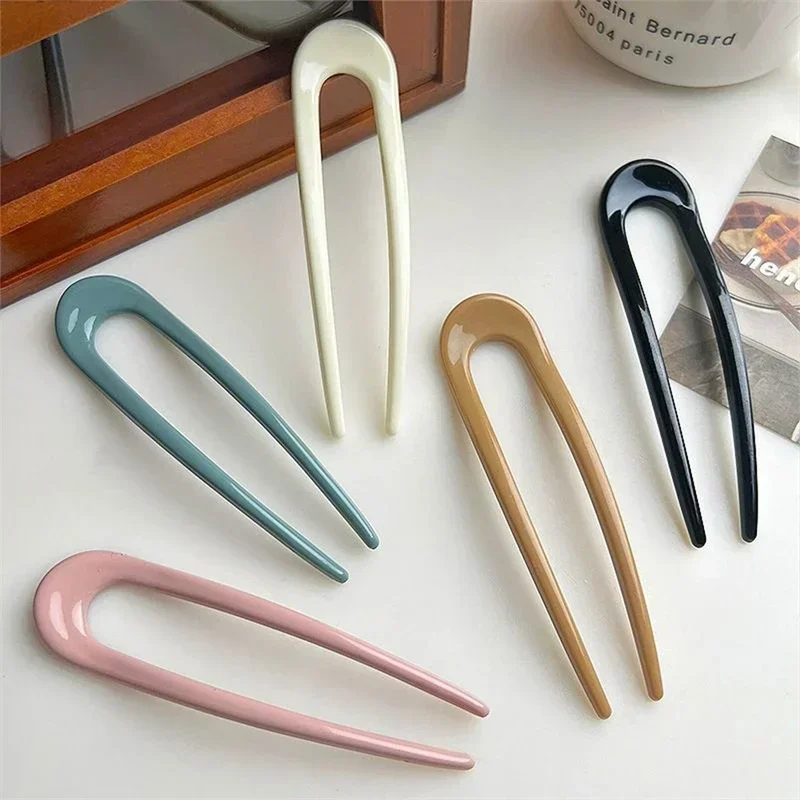 Fashion Headwear Accessories U Shape Hair Sticks Fork Hairpin Elegant Women Metal Hair Clip Pins Girls Hairpins Hair Bun Maker