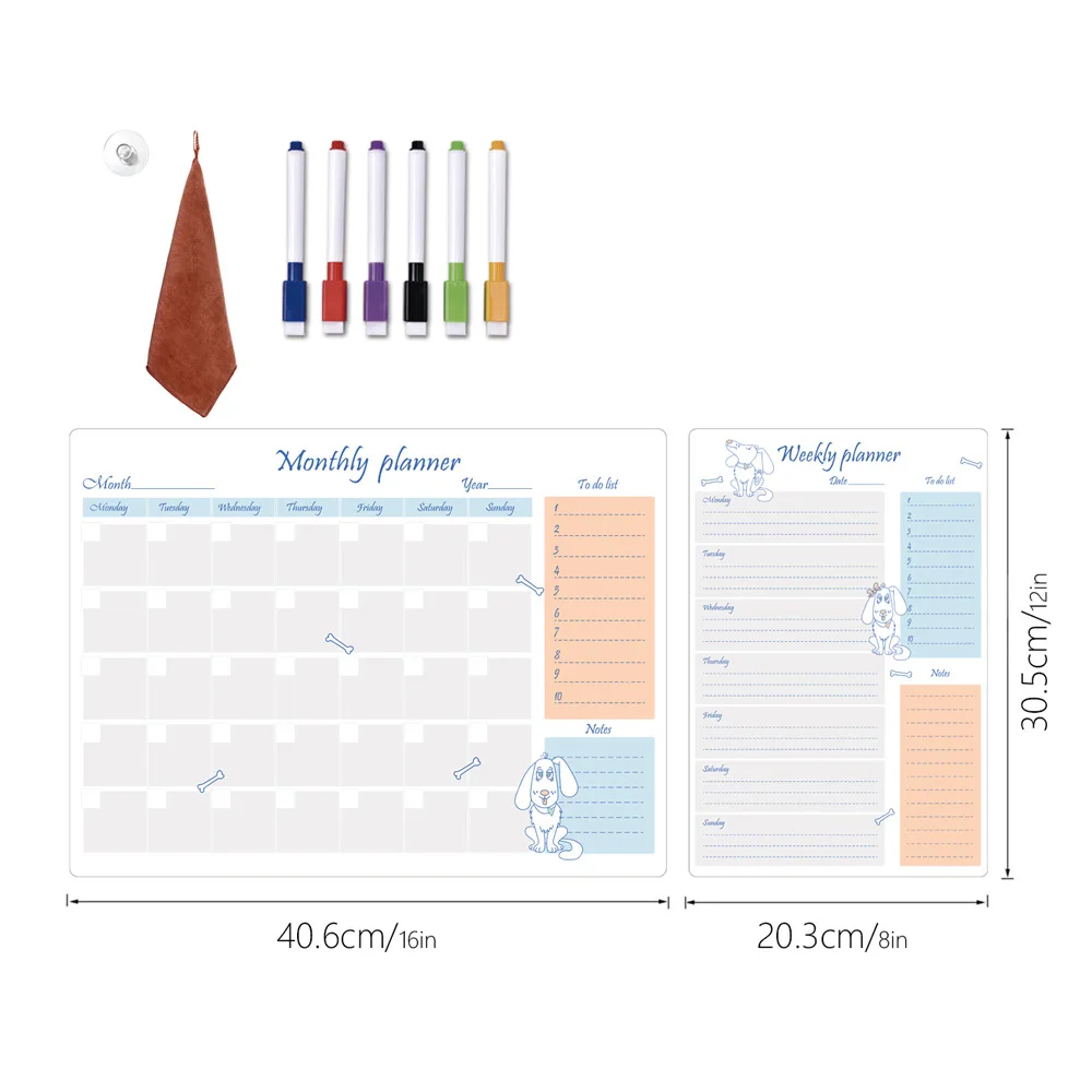 Erasable magnetic refrigerator stickers removable weekly and monthly planner note-taking message board schedule PVC whiteboard s