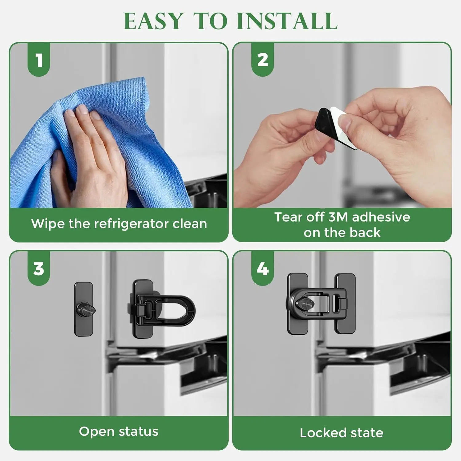 Child Safety Refrigerator Lock Oven Lock Adhesive Child Proof Cabinet Locks for Fridge Drawers Closets Windows view 6