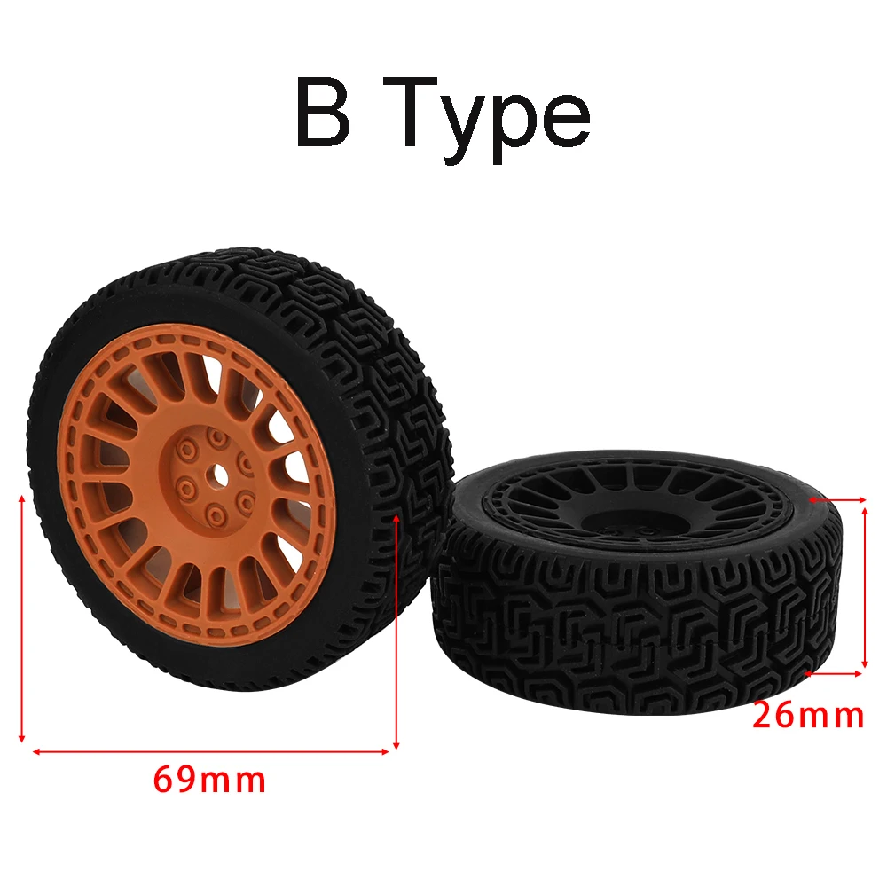 4PCS 70mm 1/10 RC Flat On Road Tires 12mm Hex Multi Color Wheel Rims Rubber Rally Buggy Racing Upgrade Replacement Spare Parts B