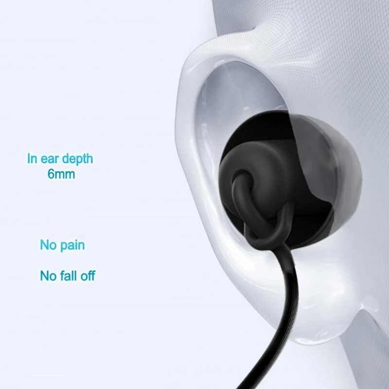 سماعة رأس خفيفة الوزن تعمل على إلغاء الضوضاء مع ميكروفون، يمكن ارتداؤها بشكل مريح لمدة 24 ساعة، مثالية للنوم