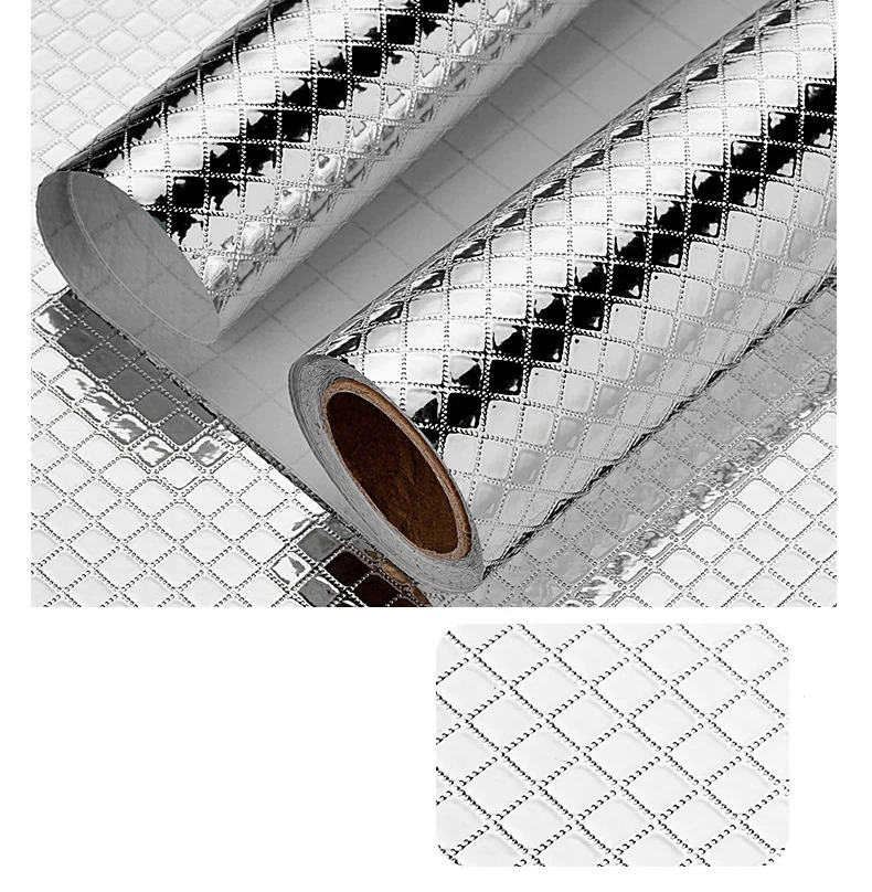 Küchen-Aufkleber Selbstklebende Aluminiumfolie Anti-Öl Wasserdichte Tapete für Arbeitsplatten Schubladen Schränke Regale – Detail 8