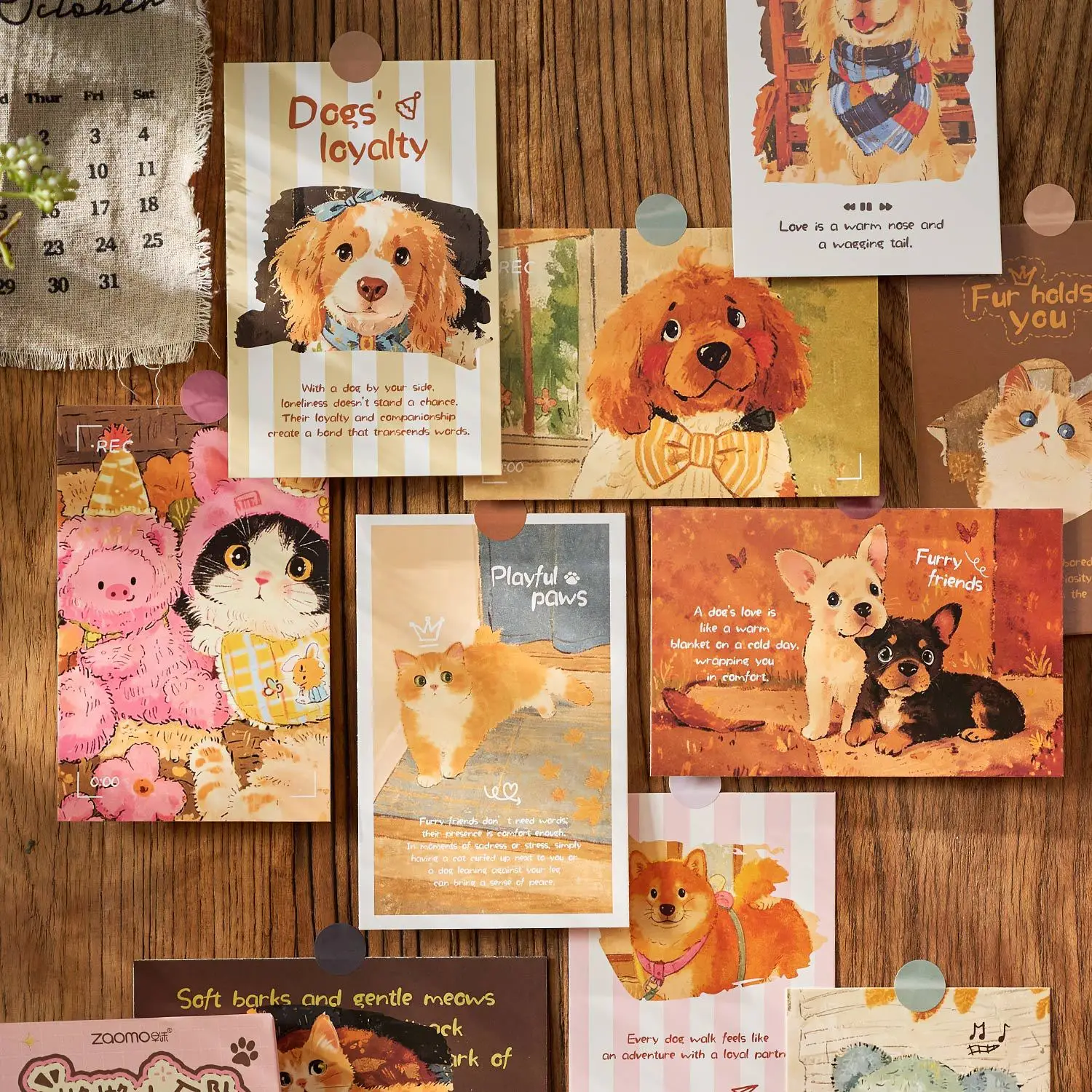 30-Piece Cute Pet Theme Student Memorial Message Cards, Adorable Cat/Dog/Rabbit Designs, Blank for Wishes & Souvenir