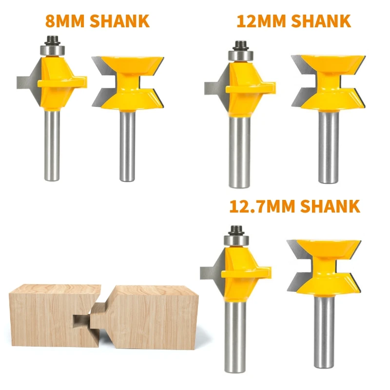 YUSUN 2PCS 120° Edge Banding Assembly Router Bit Woodworking Milling Cutter For Wood Tools