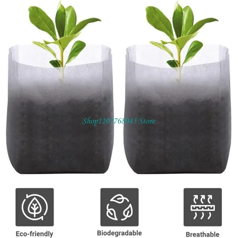 R53F Biodegradables Nursery Bag Germination  Bags Garden Planting Growing Planter Pots Indoor Fabric Grow Bags 100pcs