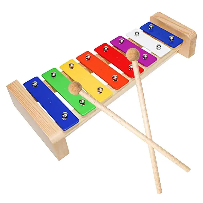 

Wooden Xylophone 8 Keys Hand Knock Rainbow Color Musical Instrument Educational Toys Mini Musicians Toy Birthday Gift For Kids