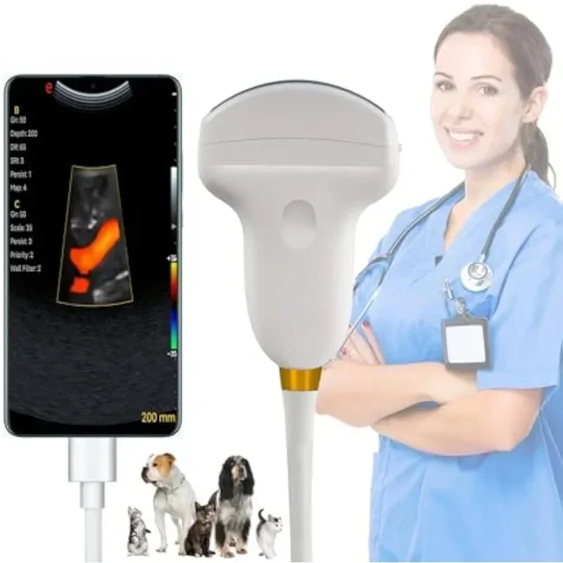 2024 New Veterinary Wired Ultrasound Scanner Portable Color Doppler 3.5/7.5Mhz Convex Probe for Horse Goat Cow Sheep and Pig