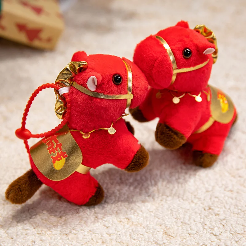 Новогодний талисман Kawaii, красочная маленькая лошадка, плюшевые игрушки, красивая мультяшная лошадь, подвески, кукла, великолепный праздничный декор
