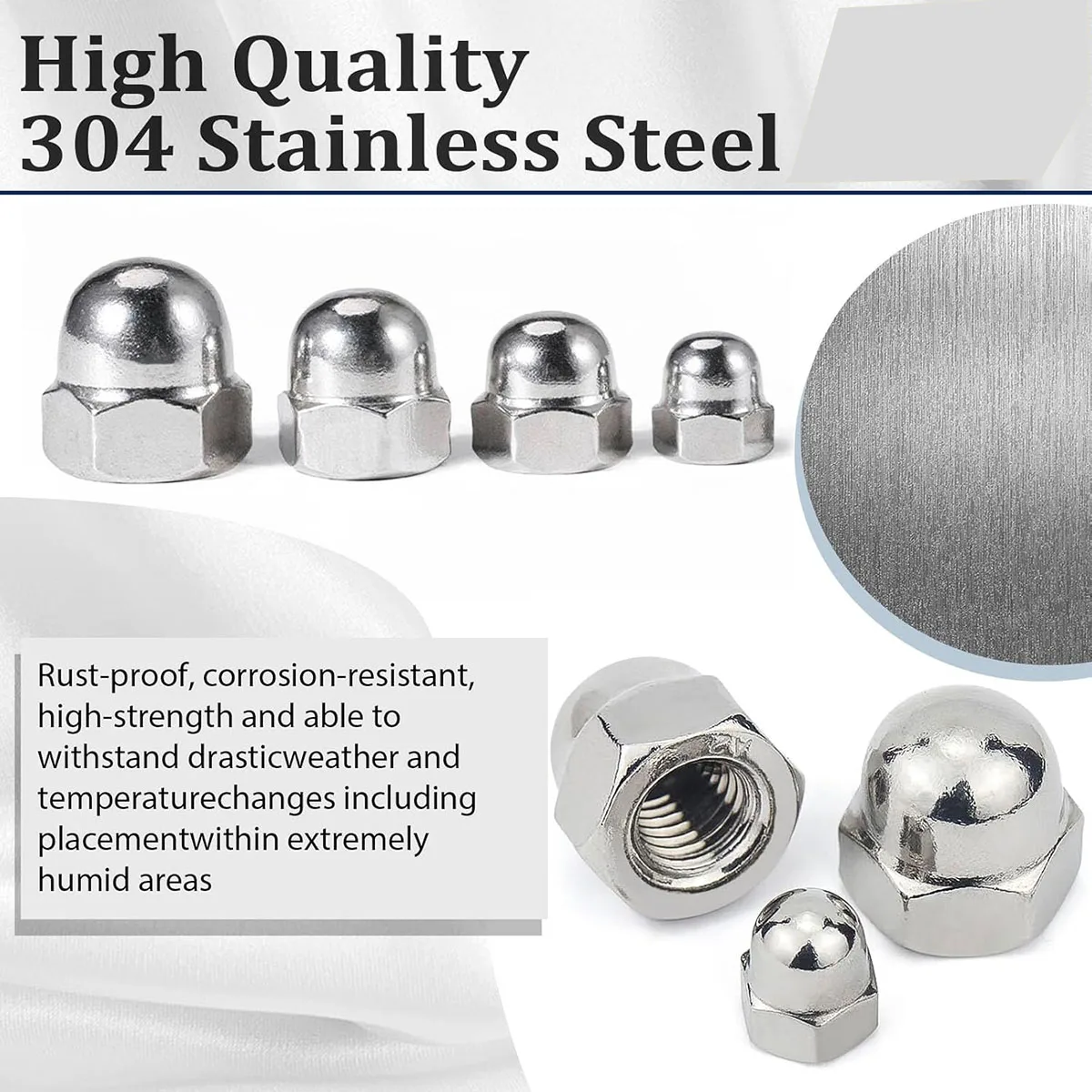 110/220Pcs Stainless Steel Dome D Cap Head Hex Nuts Assortment Kit M3 M4 M5 M6 M8 Decorative Cap Blind Nuts Caps Covers Hex DIY