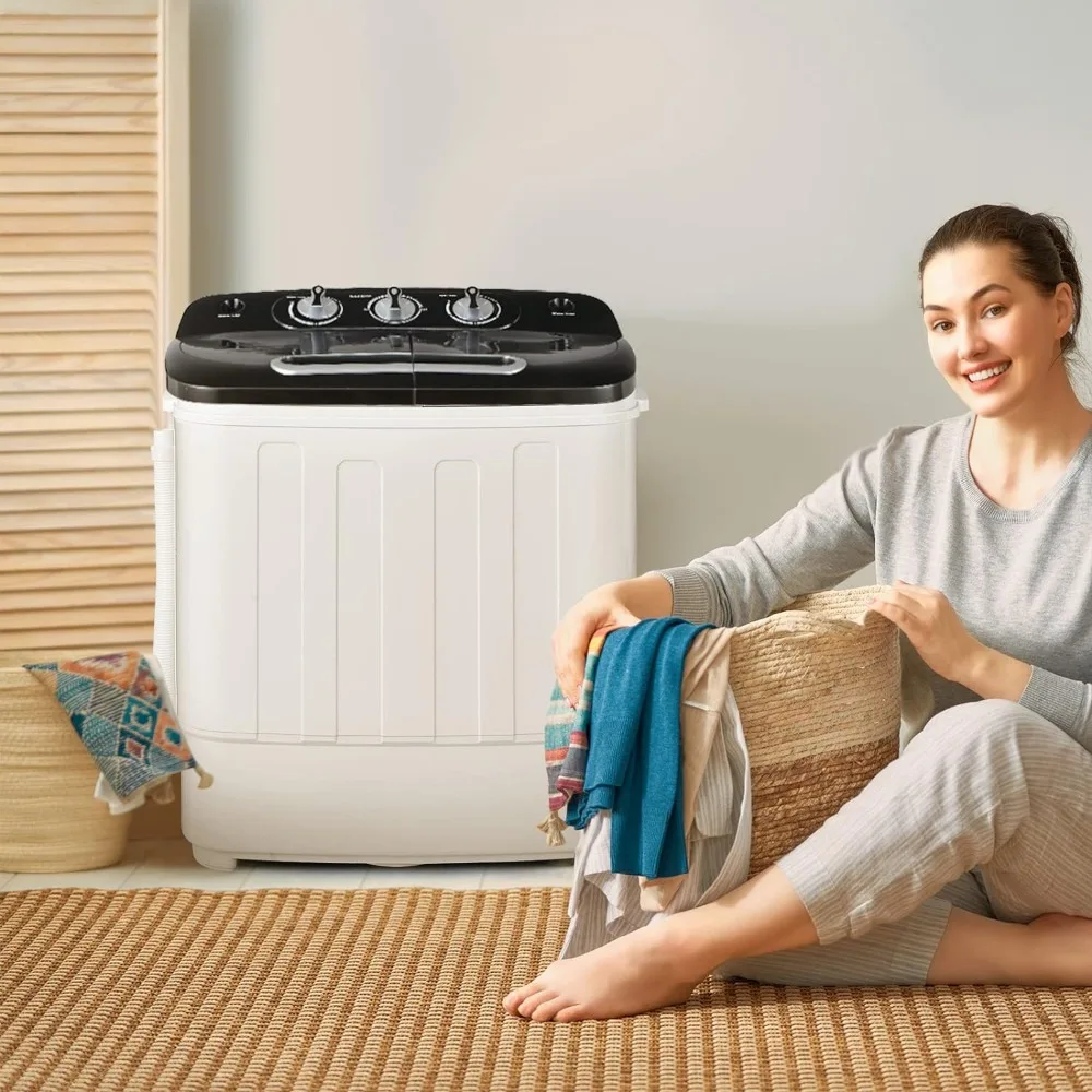 Portable Washer and Dryer Combo, Mini Washing Machine, Washer: 8lbs, Spin Cycle: 6.6lbs