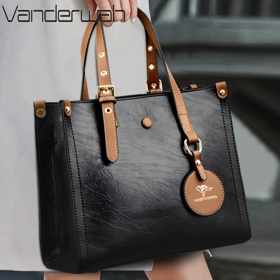 

3 Layers Casual Tote Vintage Ladies Tote Hand Bag Leather Luxury Handbags Women Designer Bags for Women 2024 Sac A Main Femme