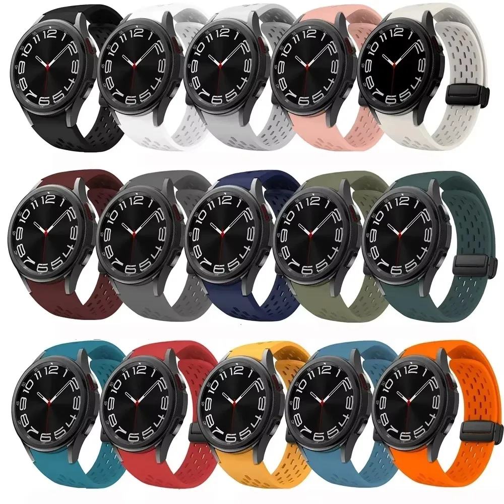 Silicone No Gaps Bracelet Strap for Samsung Galaxy Watch 6 5 4 40mm 44mm 5Pro 45mm Magnetic Buckle Band 6 Classic 43mm 47mm 42mm