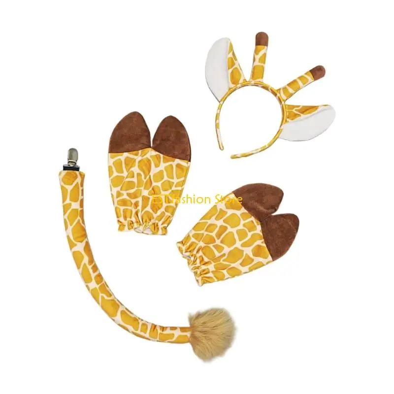 Y5GC Multipurpose Plush Giraffe Ears Hooves and Tail for Animal Role Play Activities
