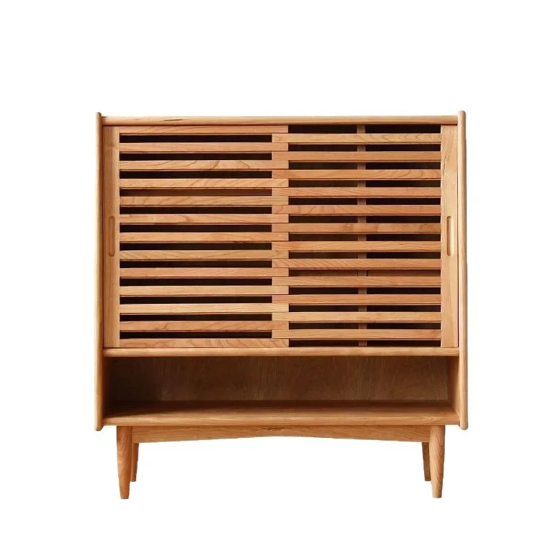 

Nordic, solid wood, shoe cabinet, household, door, cherry wood color