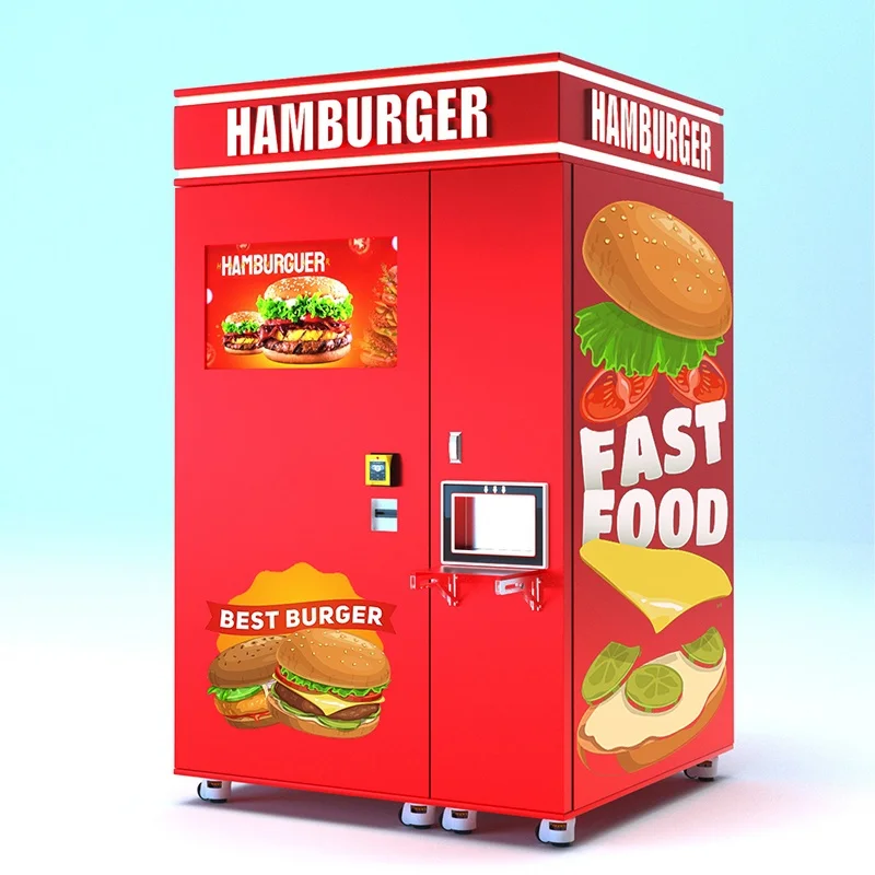 

Touch Screen Automatic Vending Machine Fast Food Breakfast Meal Lunch Box Hot Food Vending Machine For Office Customized Color