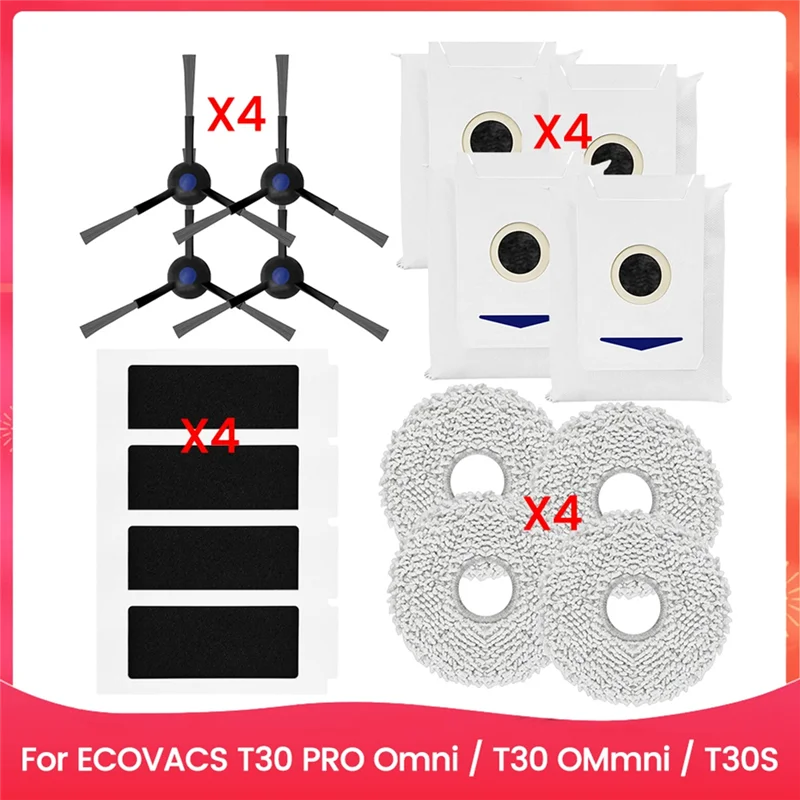 

-ABLP For Ecovacs T30 PRO Omni / T30 Ommni / T30S Series Robot Vacuum Cleaner Side Brush HEPA Filter Dust Bag Replacement Access