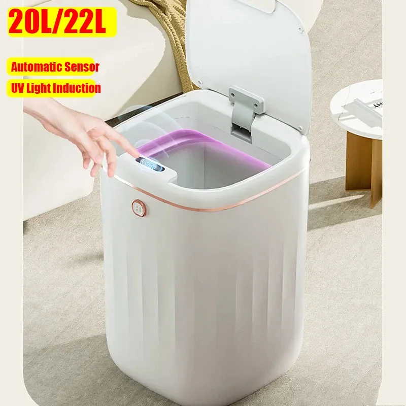 20L/22L Automatic Sensor Smart Dump Bathroom Trash Bin Toilet Garbage Bucket Dustbin Bathroom Toilt Wastebasket Lid Can for Home