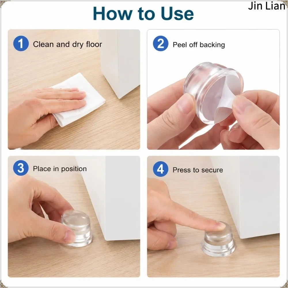 1-8Pcs Clear Soft Silicone Door Stopper Anti Collision Wall Guard Adhesive Rubber Bumper Protector For Door Handle Cabinet