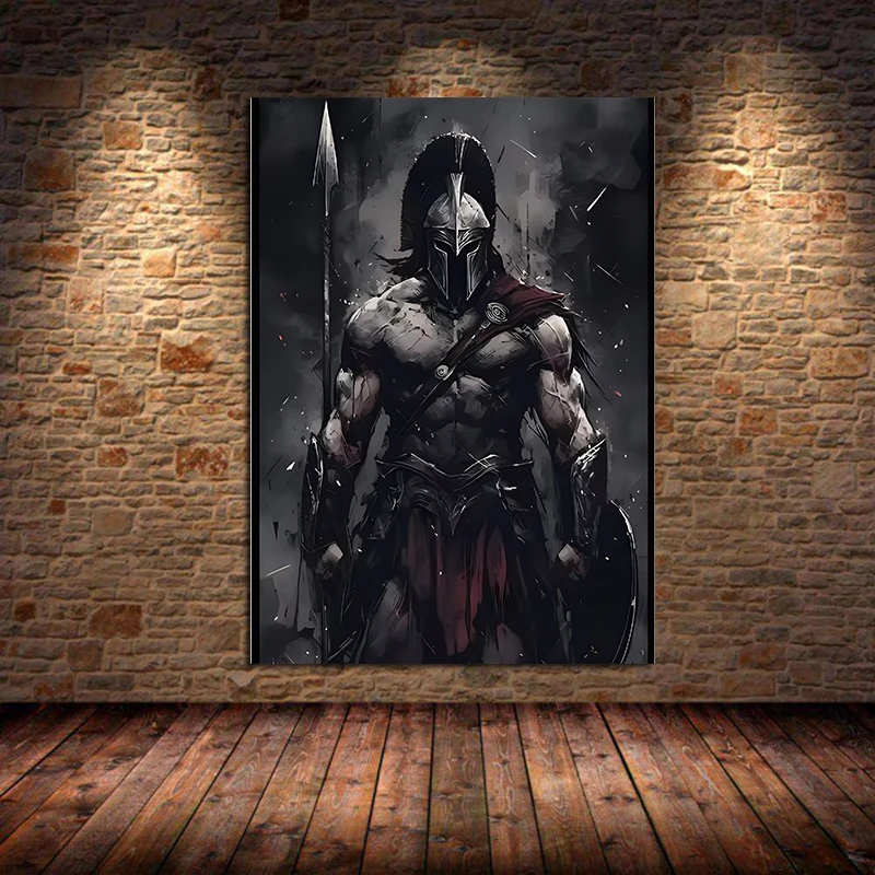 Retro Warriors with A Sword Soldier Spartan Samurai Japan Art Poster Canvas Painting Wall Prints Picture Living Room Home Decor