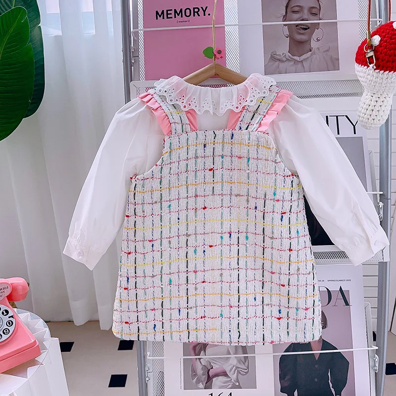 Girls' Dress Spring Autumn New Stylish Bowknot Ruffle Sleeveless Strap DressBCA132