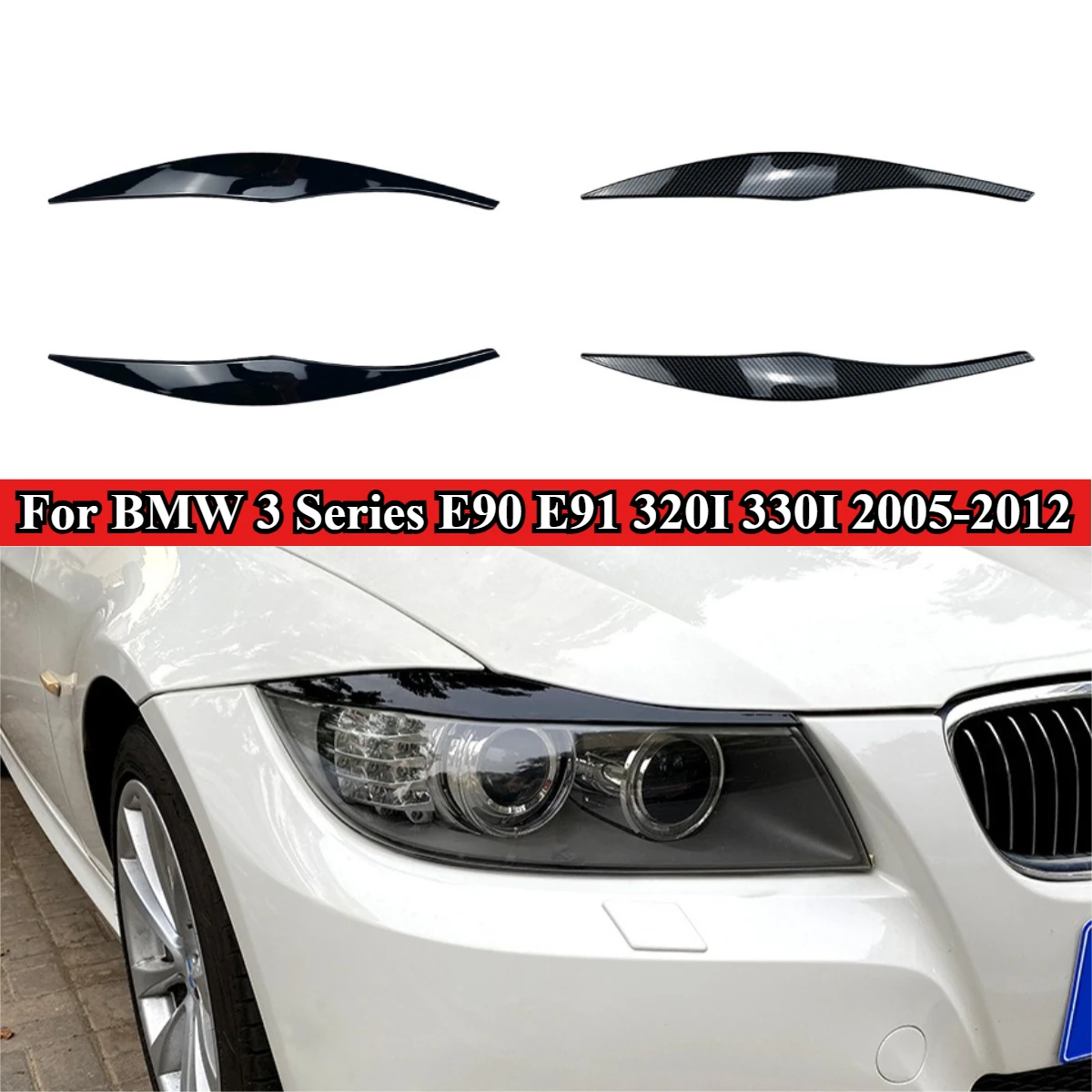 

Car Headlights Eyebrows Eyelids Cover Eyelash Head Light Stickers For BMW 3 Series E90 E91 320I 330I 2005-2012