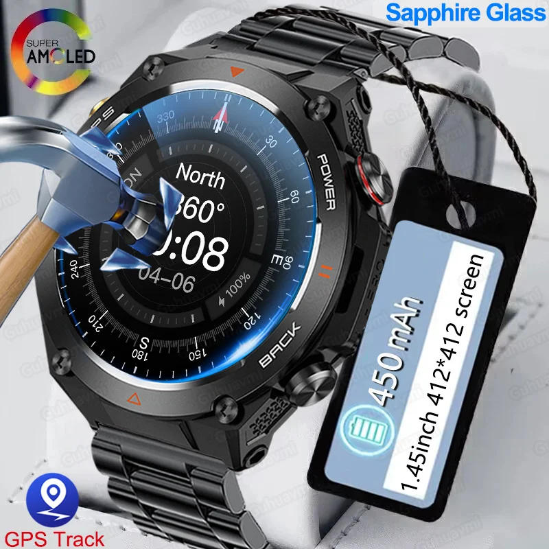 

2024 New Compass Outdoor Professional Sports Smart Watch Men GPS Fitness Altitude Heart Rate BT Call 1ATM Waterproof Smartwatch