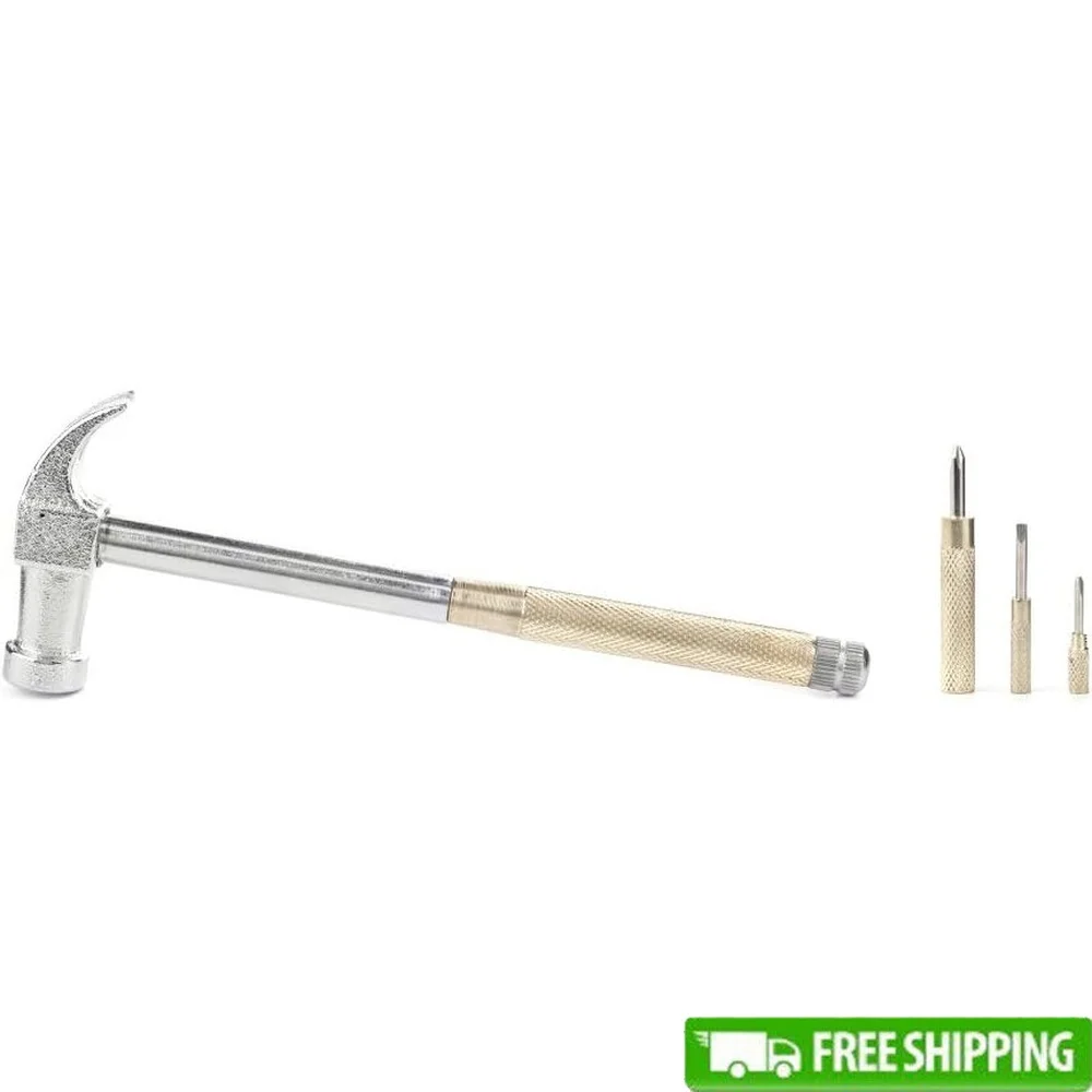 

Мультиинструментный молоток с набором отверток 6-в-1, бытовые удобные инструменты, молоток-гвоздодер, дополнительные головки отвертки для хранения, прочная ручка