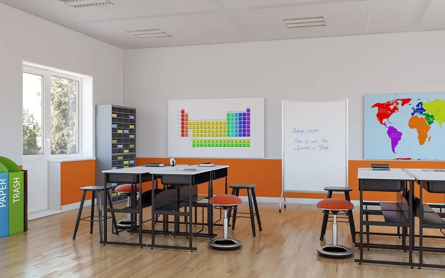 Stand-Up Desk e ADHD Footrest Bar, Desktop Standard, Kids Standing Desk, sem Book Box e Pêndulo Swinging, Fidgeting Bar