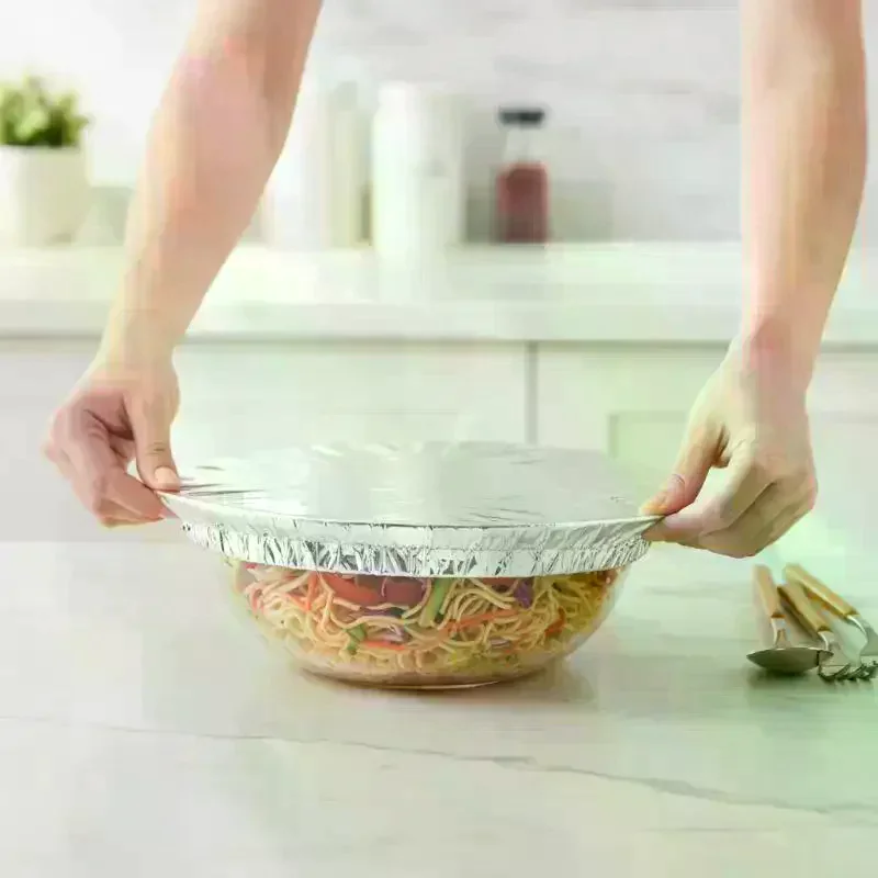 10/50PCS Reusable Aluminum Foil Bowl Covers Kitchen Food Preservation Wraps Picnic Fresh Keeping Bags