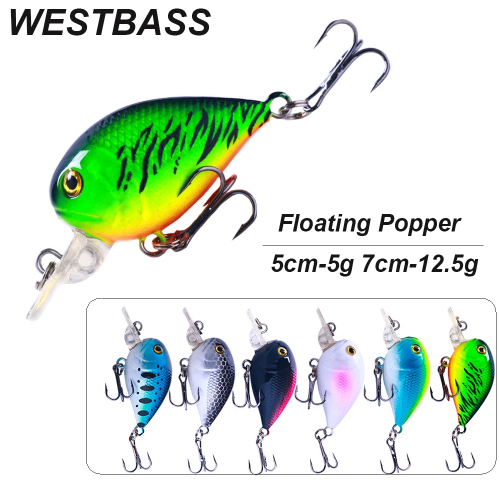 WESTBASS 1PC Micro Crankbait 5g-12.5g Noisy Fishing Lure Floating Hard Wobbler Topwater Mini cebos Swimbait tarrafa de pesca