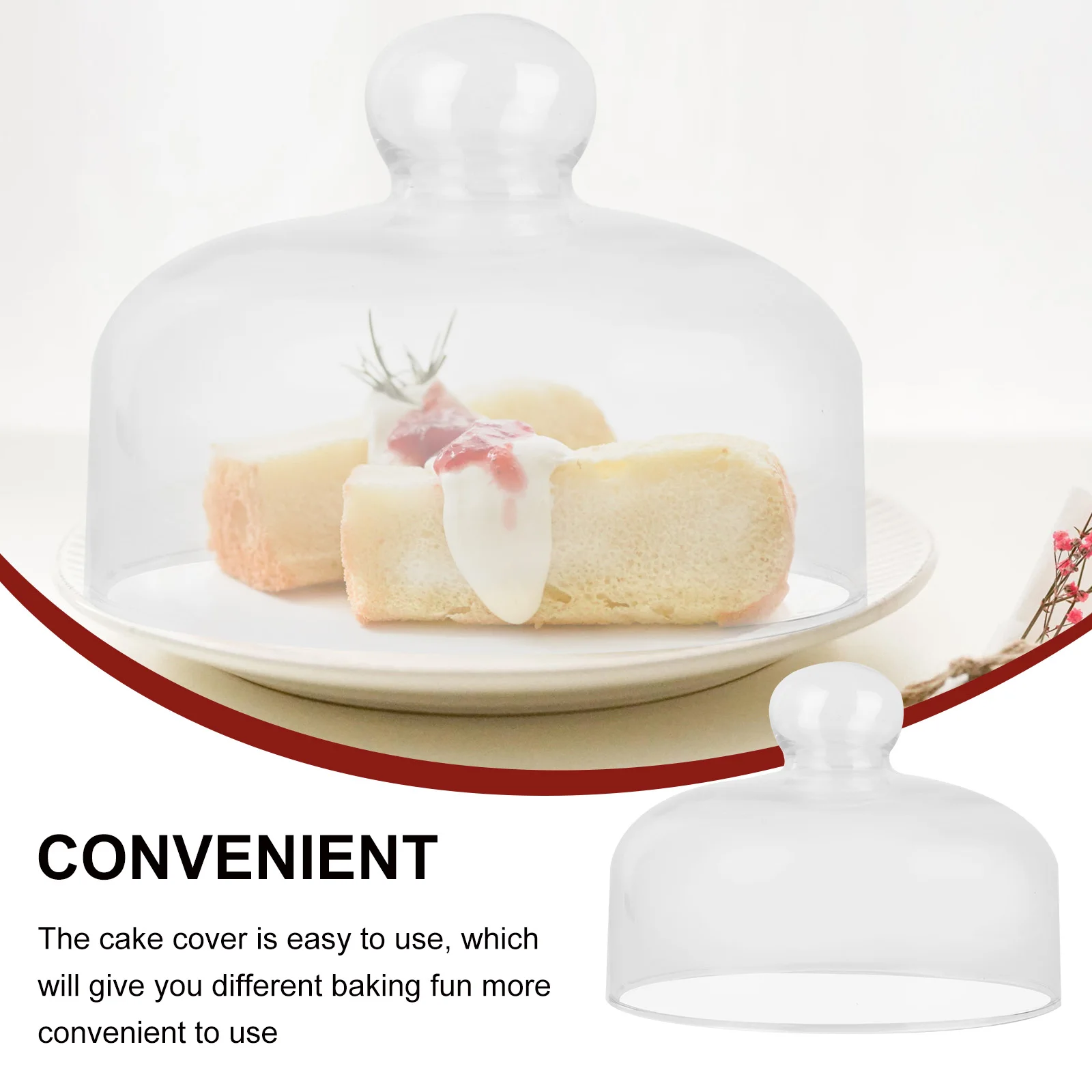 

Dome Glass Cake Cover Clear Cloche Lid Serving Display Plate Food Pastry Cheese Cake Dustproof Tall Cover Home Kitchen Supply