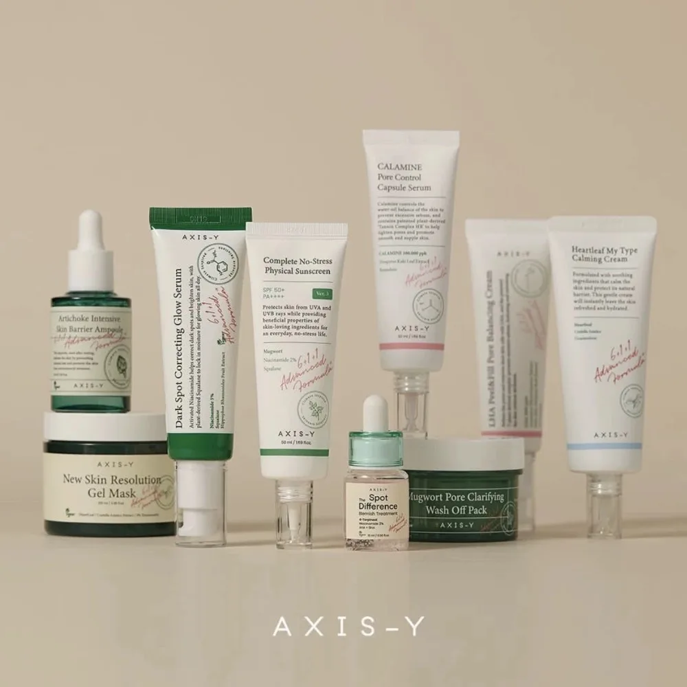 AXIS-Y Original Coreano Conjunto de Cuidados Faciais Creme Tratamento Purificante Diário Toner Protetor Solar Resolução da Pele Máscara Gel Olho Roll-on Soro