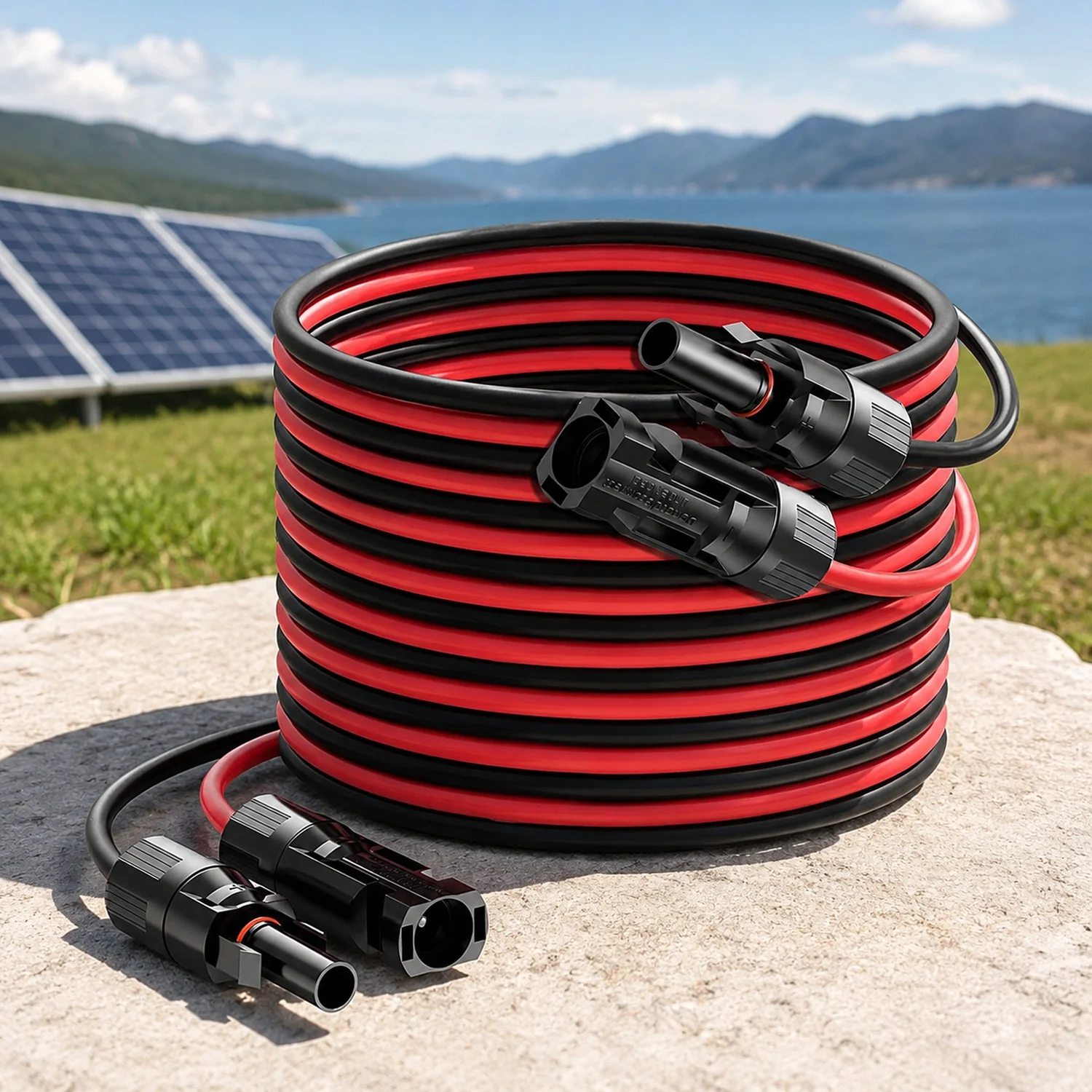 2x20 Feet Solar Panel Extension Cable, 10AWG Solar Cable, Solar Panel Cable with Female and Male Waterproof Connectors for RV